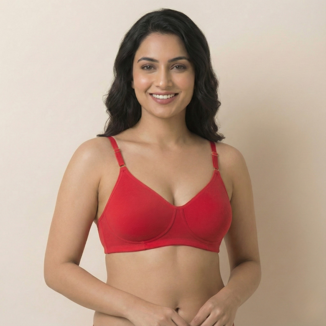Mythili Cotton Seamless Everyday Double Layered Non Padded 3/4th Coverage T-Shirt Bra