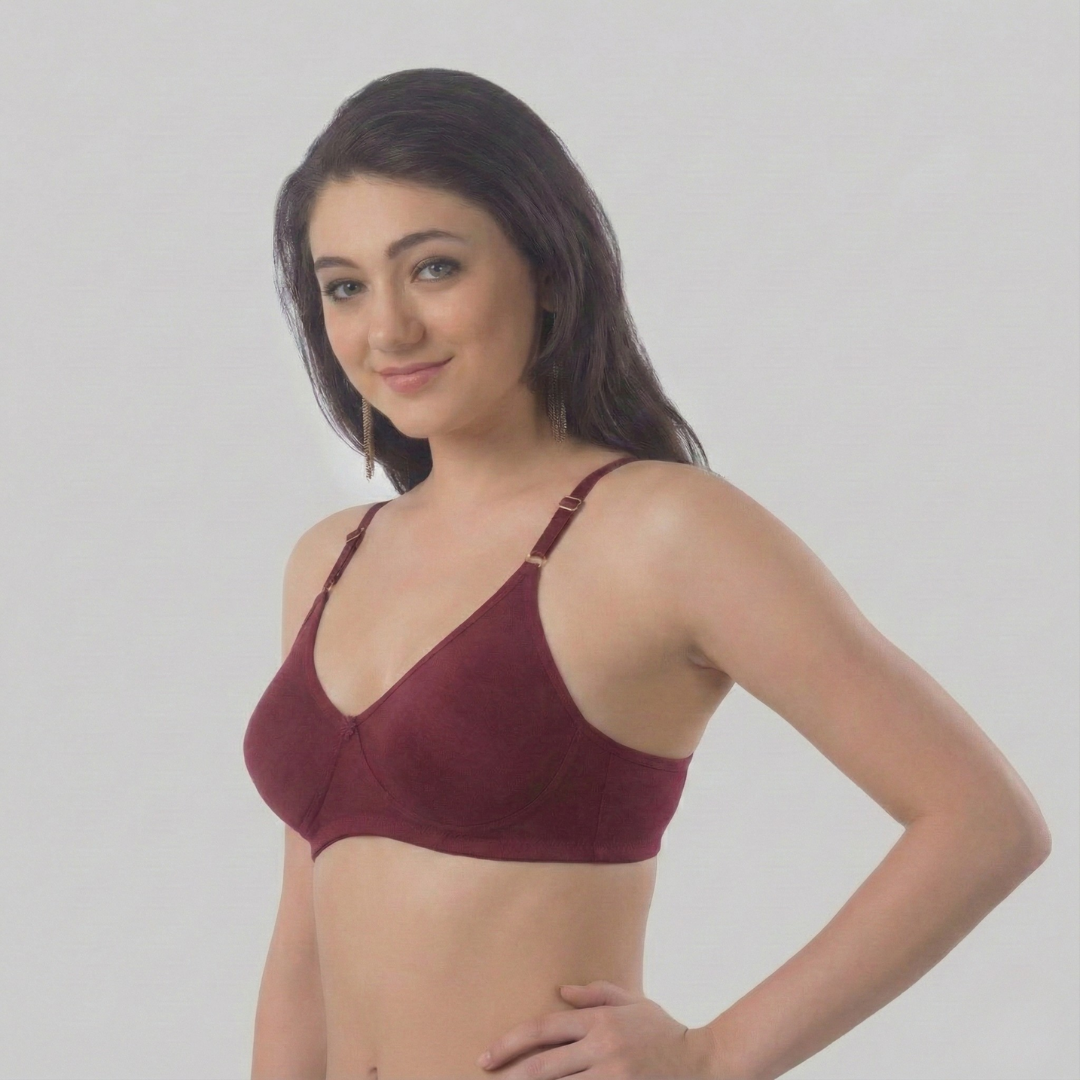Mythili Cotton Seamless Everyday Double Layered Non Padded 3/4th Coverage T-Shirt Bra