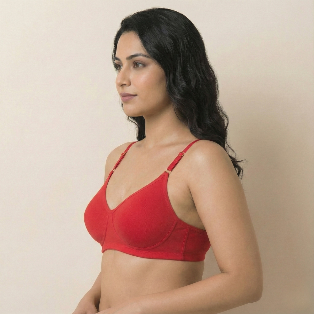 Mythili Cotton Seamless Everyday Double Layered Non Padded 3/4th Coverage T-Shirt Bra