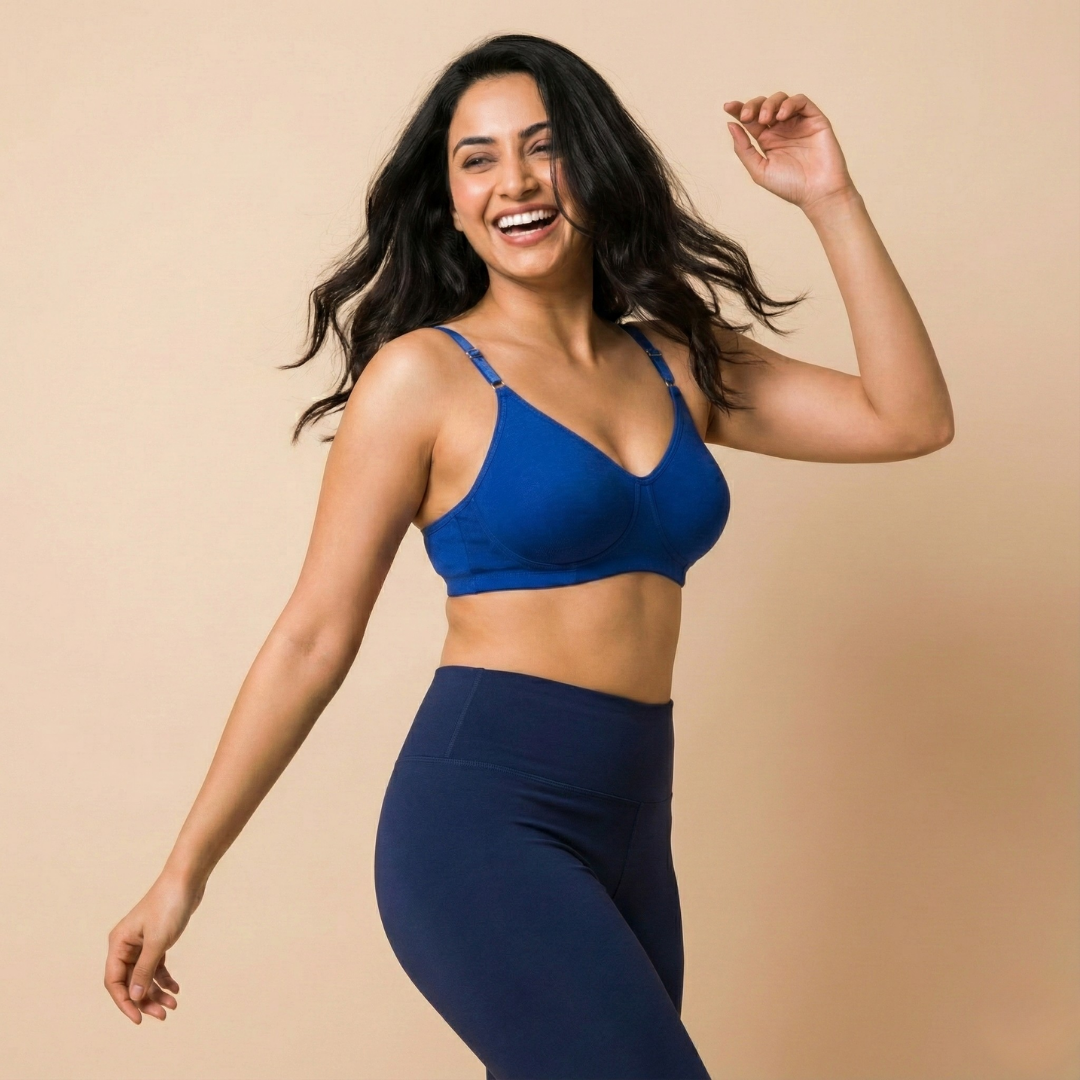 Mythili Cotton Seamless Everyday Double Layered Non Padded 3/4th Coverage T-Shirt Bra