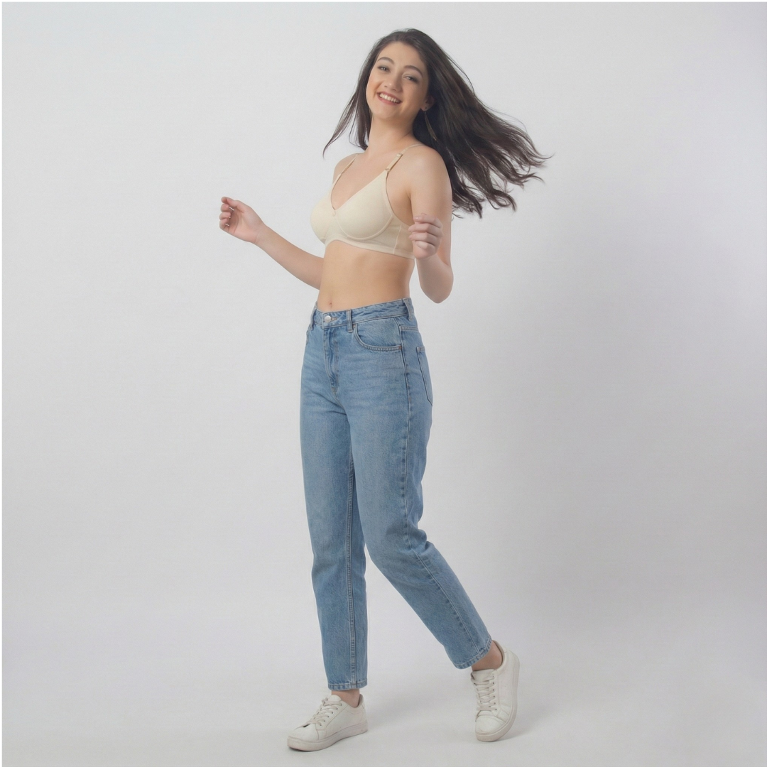 Mythili Cotton Seamless Everyday Double Layered Non Padded 3/4th Coverage T-Shirt Bra